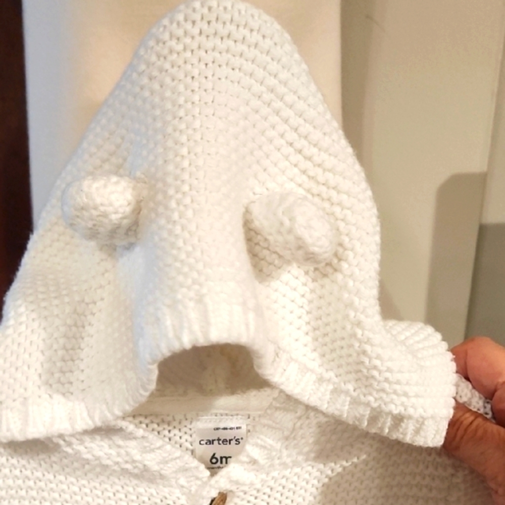 Carter's White Knit Sweater Classic Design - Picture 8 of 8